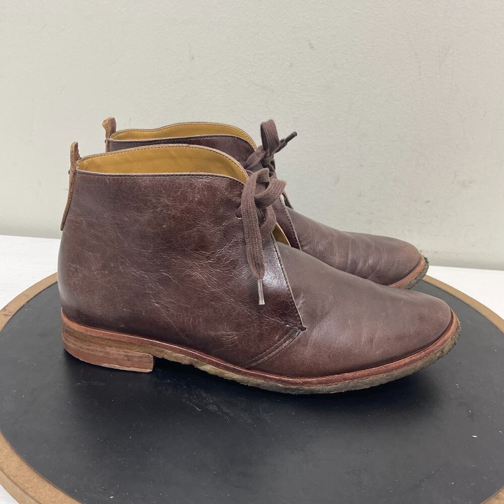 Bernardo Chukka Boots Men 9 Brown Leather Ankle Lace Up Desert Crepe Sole Preppy